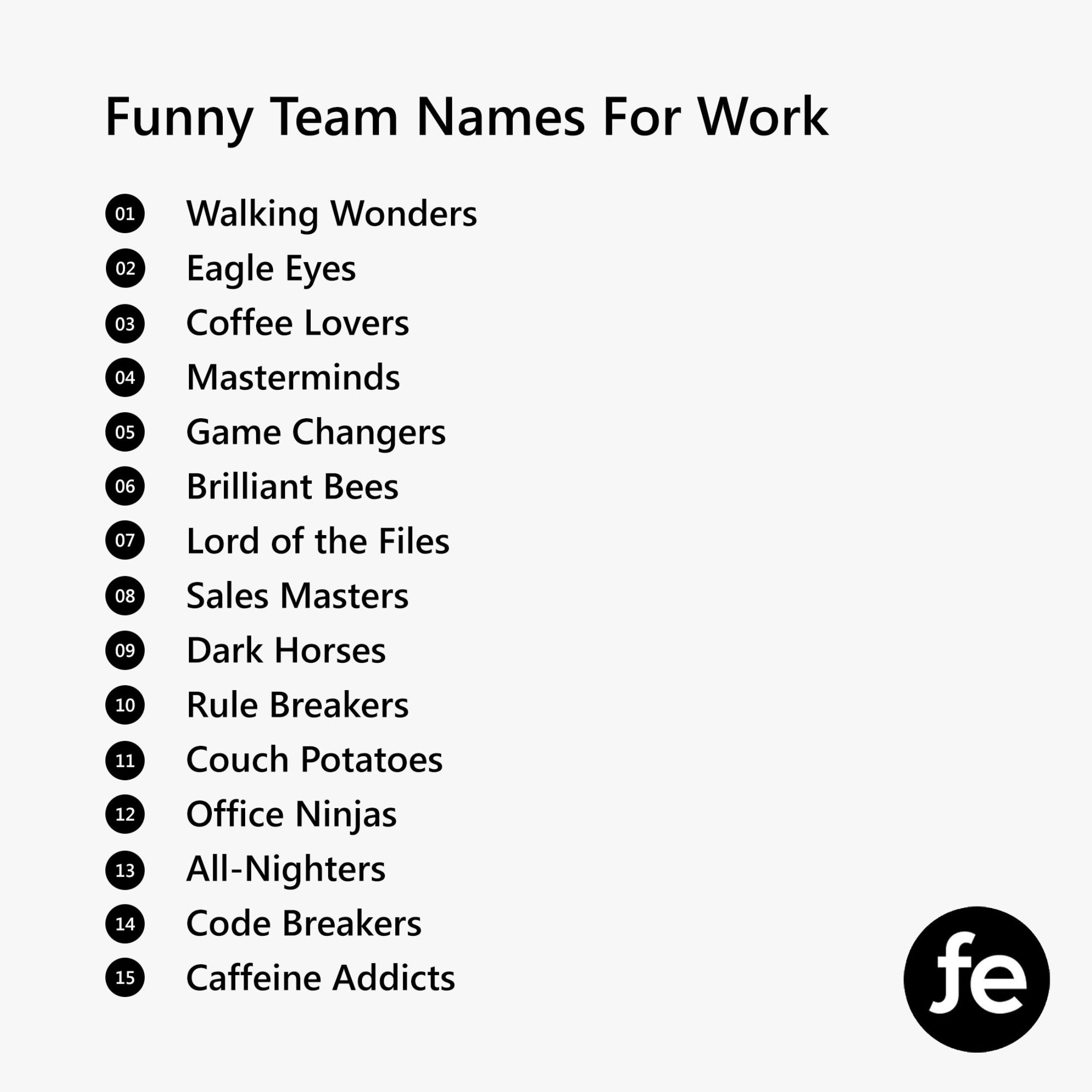 Good Team Names For Work Cool Funny Funktion Events