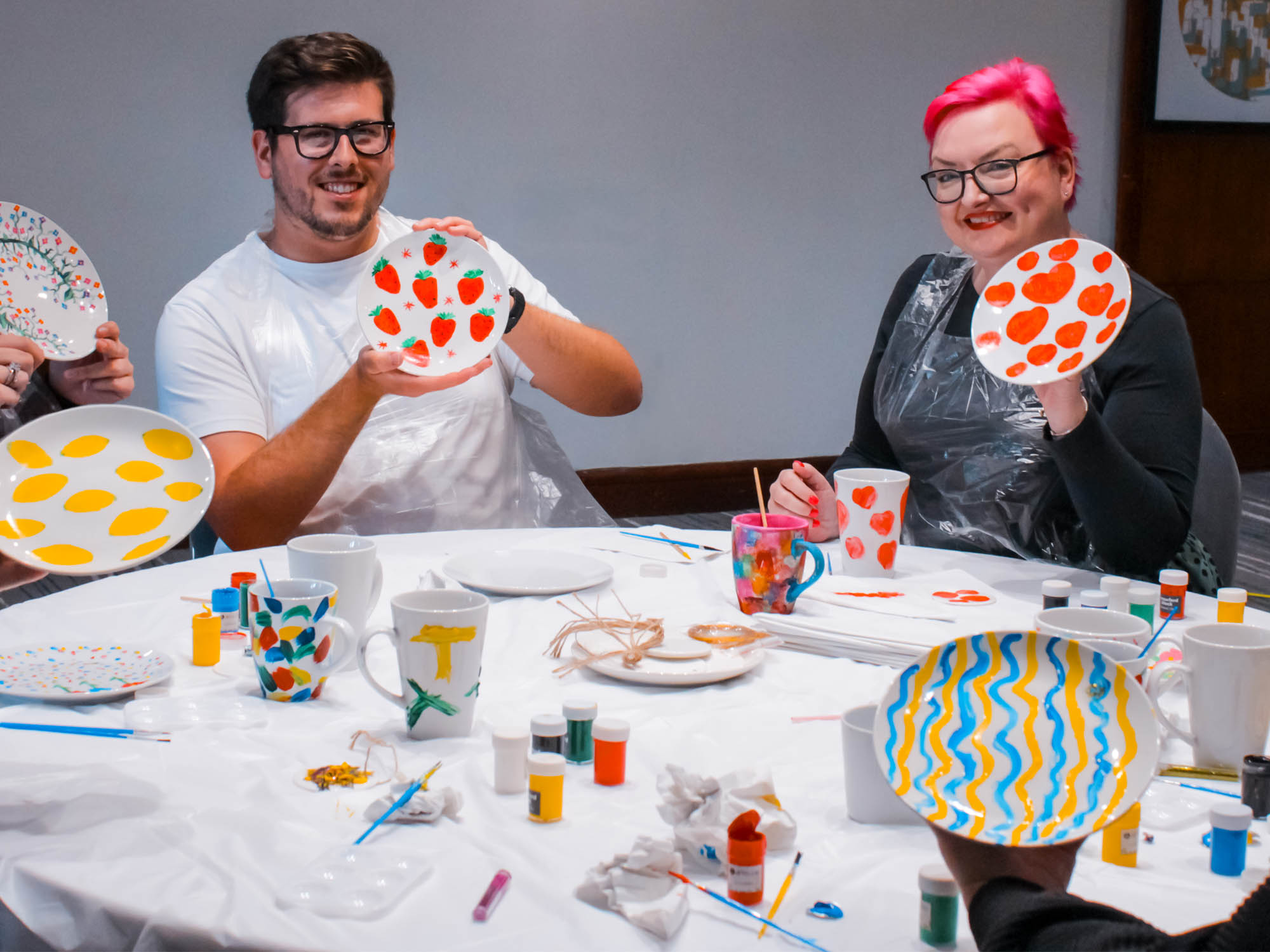 Indoor ceramic painting workshop for teams in Manchester